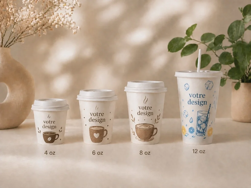 Infographie Gobelets - 4 tailles 4oz à 12oz